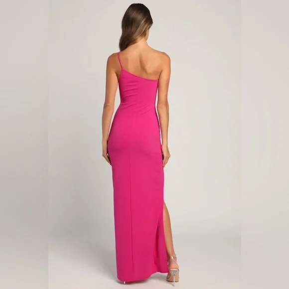 Keeper of My Heart Magenta One-Shoulder Maxi Dress - Picture 3 of 6